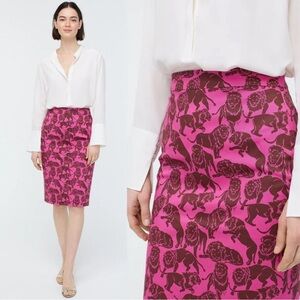 JCrew pencil skirt in cute lion print